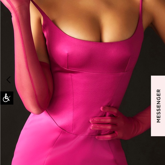 House of CB- Casimira - PINK SATIN CORSET MIDI DRESS - Picture 9 of 12
